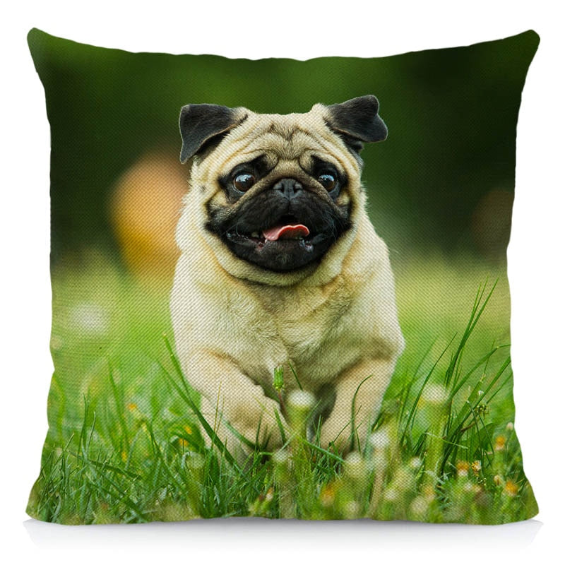 Happy pugs cushion cover