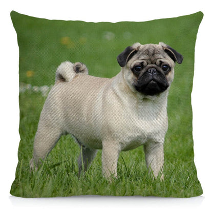 Happy pugs cushion cover