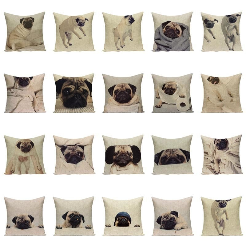 Sleepy pugs cushion cover