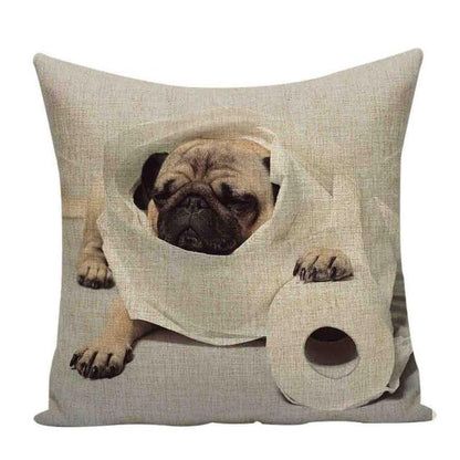 Sleepy pugs cushion cover