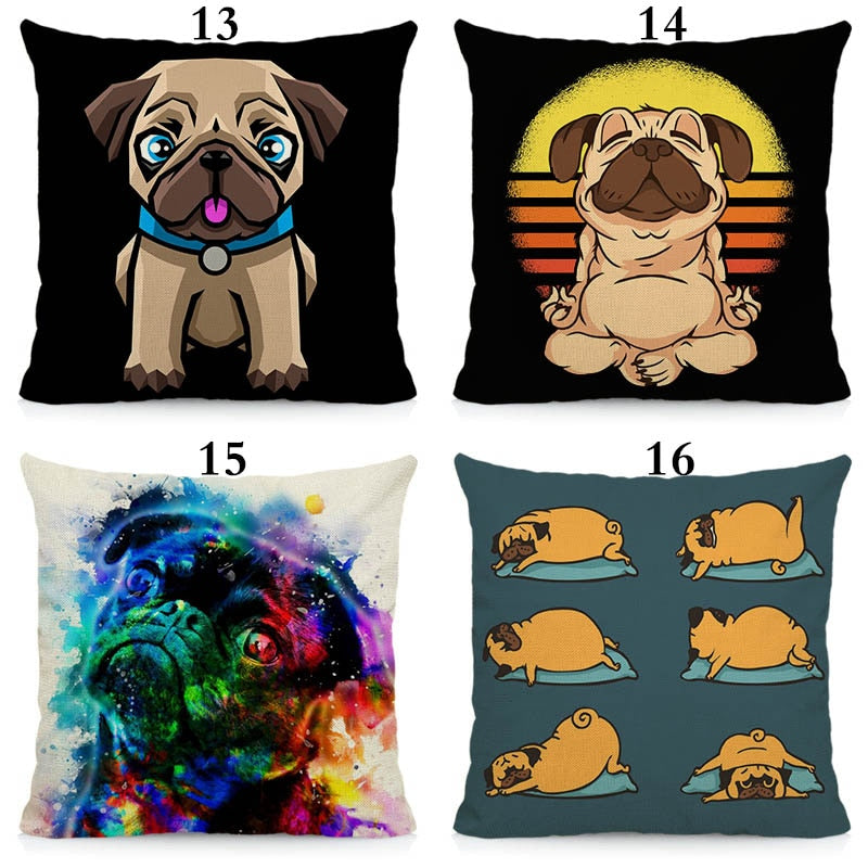 Various pugs cushion cover