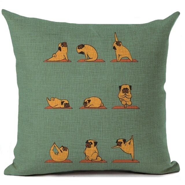 Cartoon cushion covers with pugs