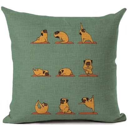 Cartoon cushion covers with pugs