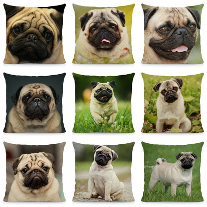 Happy pugs cushion cover