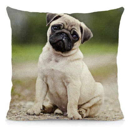 Happy pugs cushion cover