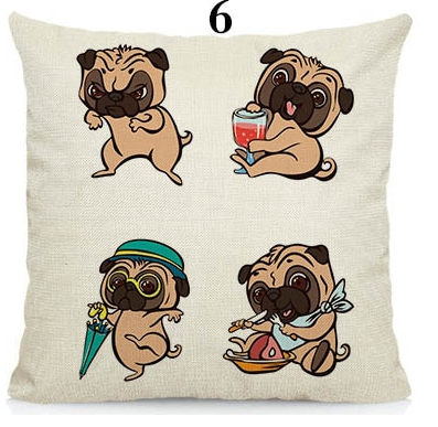 Various pugs cushion cover