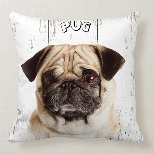 Happy pug cushion cover