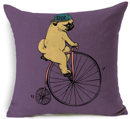 Cartoon cushion covers with pugs