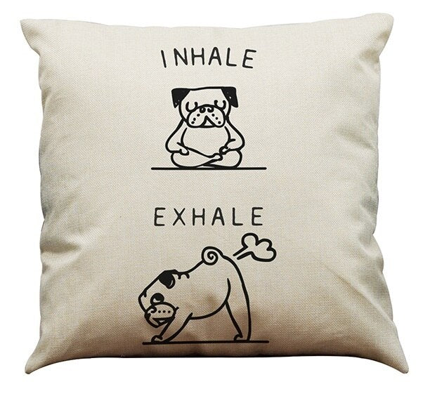 Cartoon cushion covers with pugs