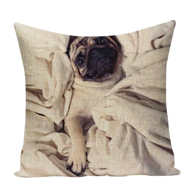 Sleepy pugs cushion cover