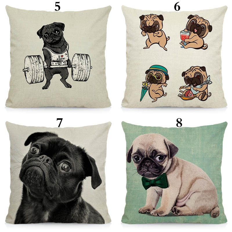 Various pugs cushion cover