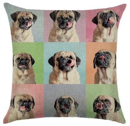 Cartoon cushion covers with pugs