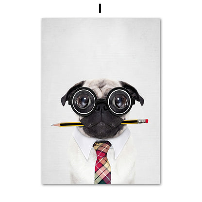 Wall art with pugs in scandinavian style