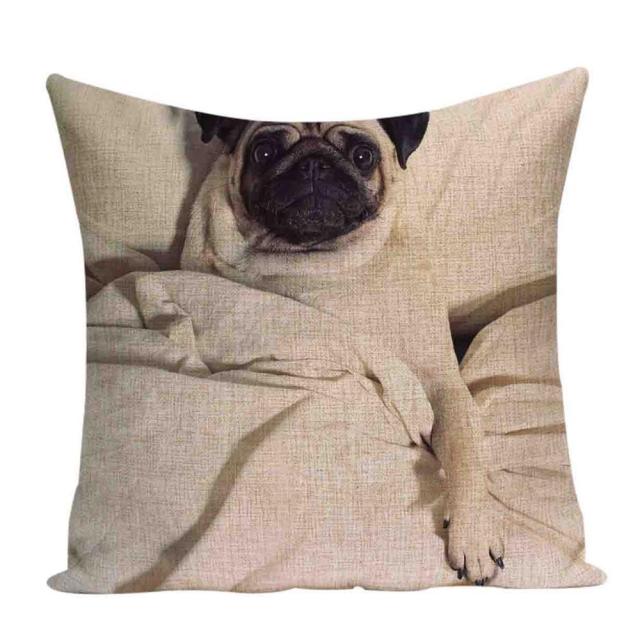 Sleepy pugs cushion cover