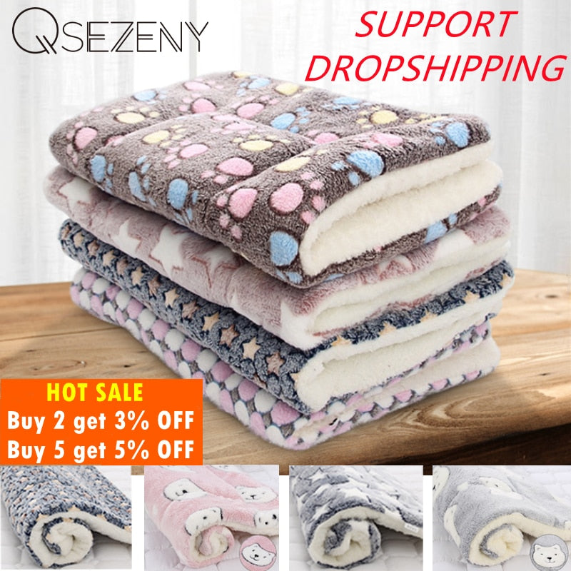 Soft Flannel Thickened Pet Soft Fleece Pad Pet Blanket Bed Mat For Puppy Dog Cat Sofa Cushion Home Rug Keep Warm Sleeping Cover