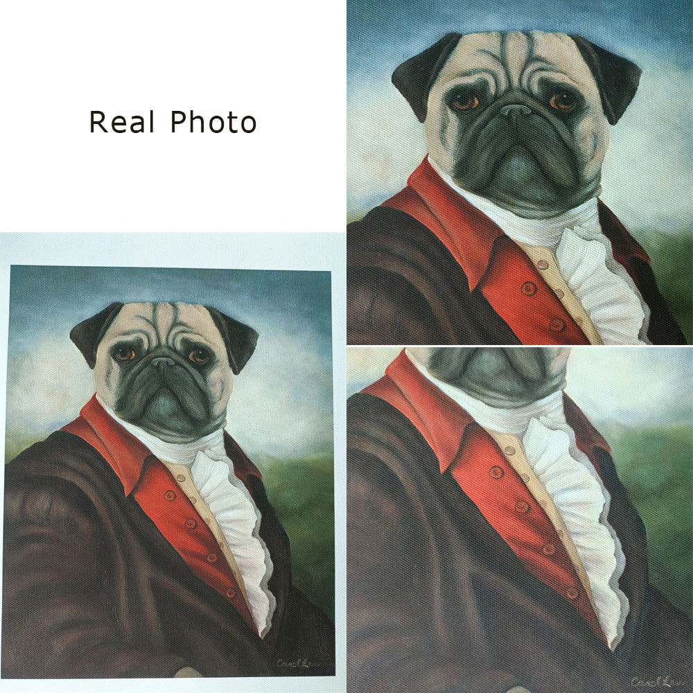 Impressionism canvas with pug in clothes poster (unframed)