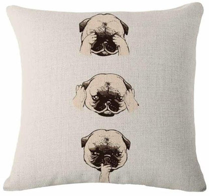 Cartoon cushion covers with pugs