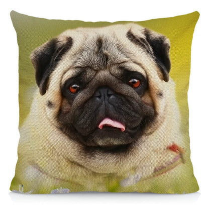 Happy pugs cushion cover