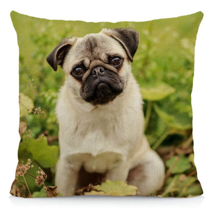 Happy pugs cushion cover