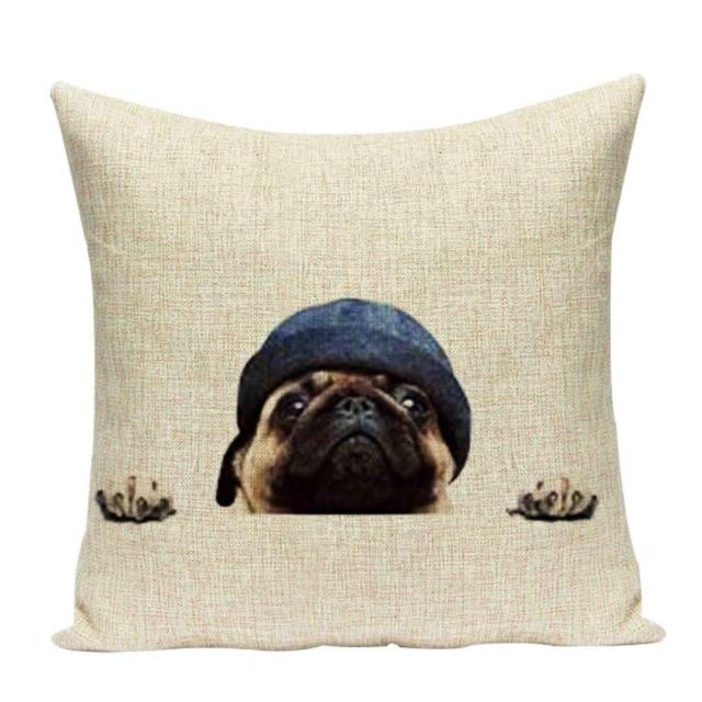 Sleepy pugs cushion cover