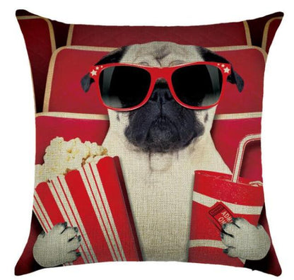 Cartoon cushion covers with pugs