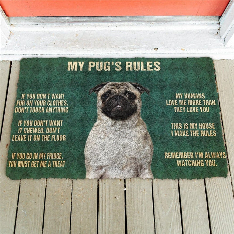 My pug’s rules carpet