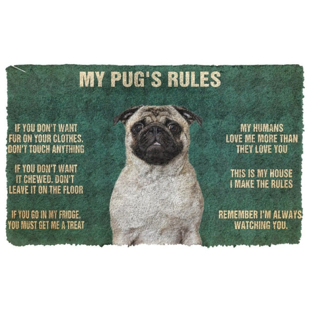 My pug’s rules carpet